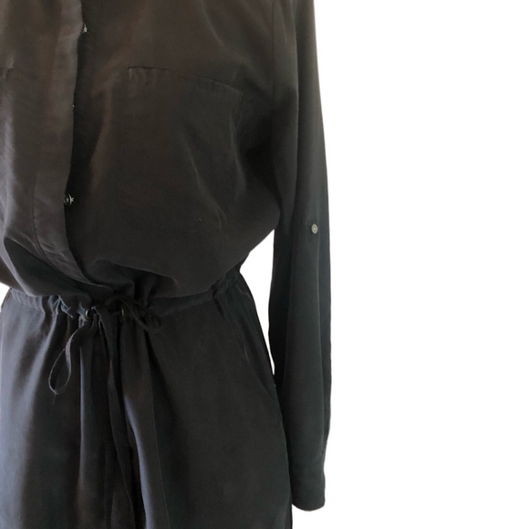 Lou & Grey Charcoal Shirtdress size small long-sleeved drawstring waist - Picture 7 of 14